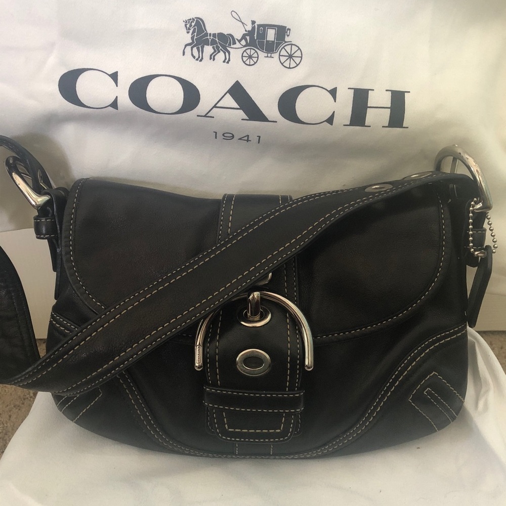 COACH black purse with buckle accent